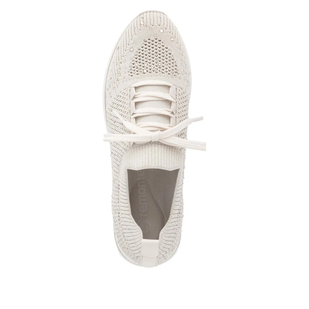 REMONTE - D1G12-60 MOC-LACE SLIP-ON SHOE - CREAM FABRIC