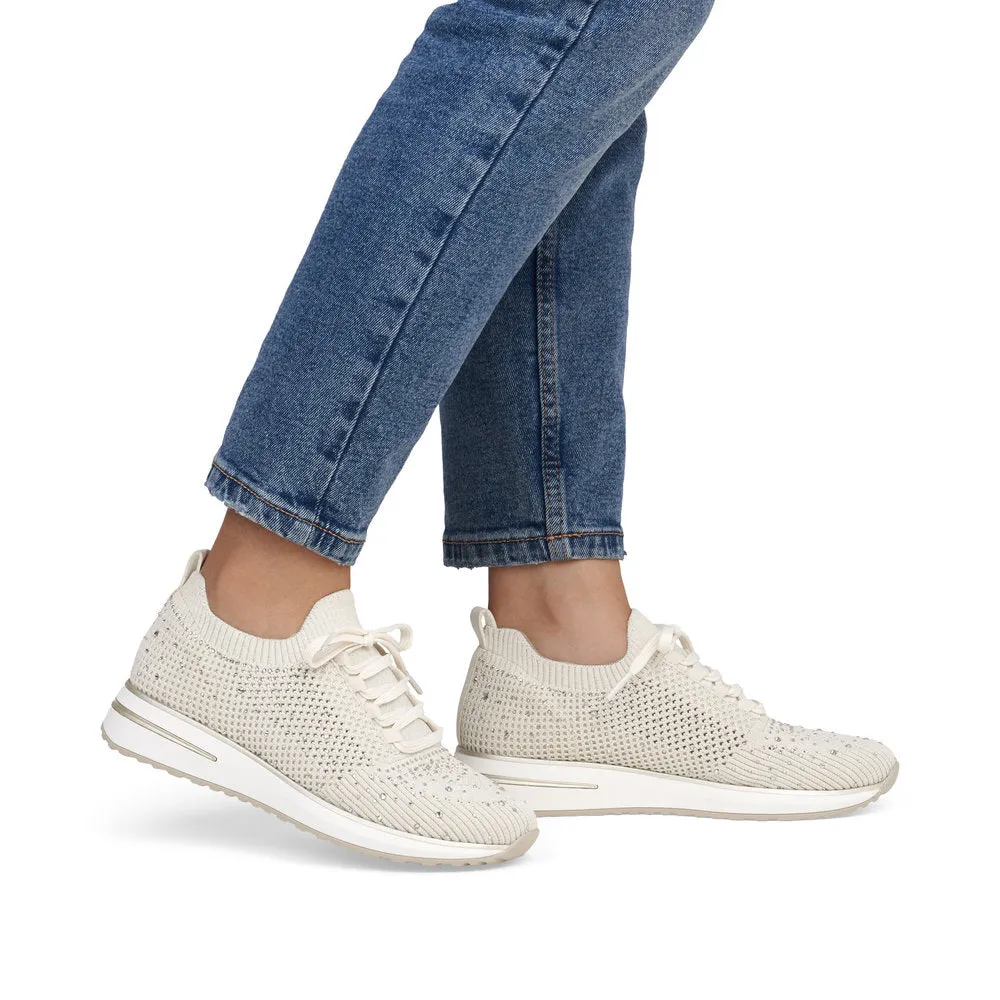 REMONTE - D1G12-60 MOC-LACE SLIP-ON SHOE - CREAM FABRIC