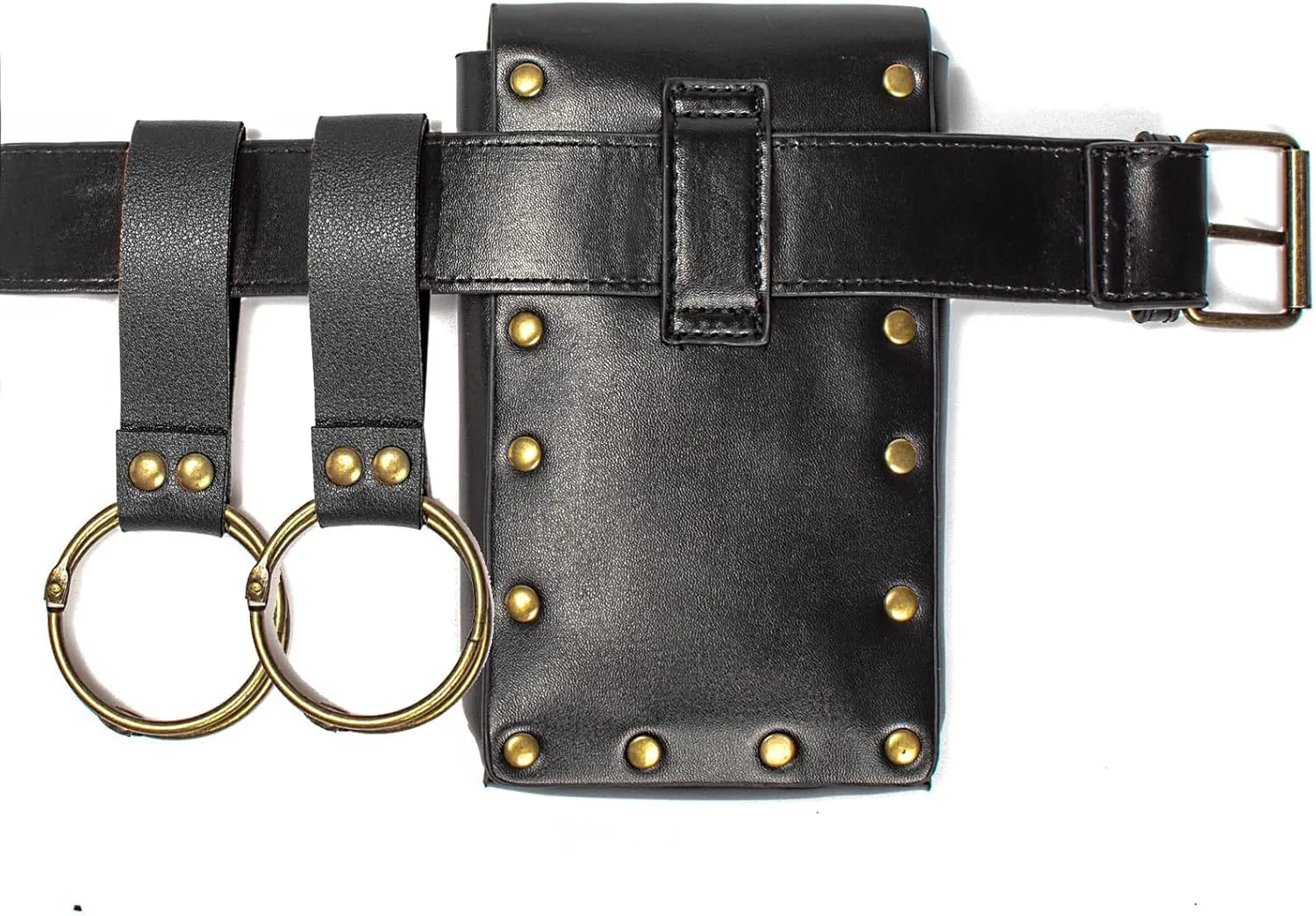 Ren Faire Costume Sets Medieval Belt Pouch Casual Fanny Pack Phone Holder Steampunk Festival Cosplay Accessory Waist Bag (1-Black)