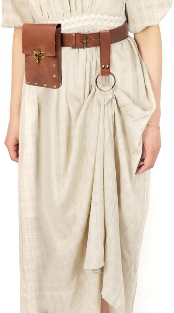 Renaissance Belt Pouch Coin Purse Skirt Hike Set Medieval Festival Costume Halloween Accessories Casual Fanny Pack Waist Bag (1-Brown)