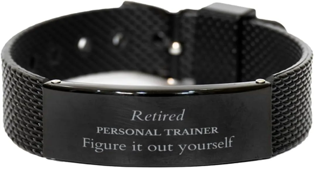 Retired Personal Trainer Gifts, Figure it out yourself, Retirement Birthday Black Shark Mesh Bracelet for Personal Trainer, Men, Women, Friends, Coworkers