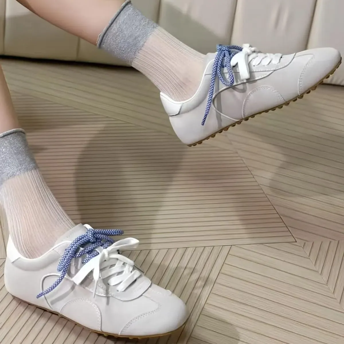 Retro Genuine Leather and Suede Patchwork Design All-Match Lace-up Sneakers for Women Round Toe German Army Trainer Flats Shoes Lightweight Sporty Casual