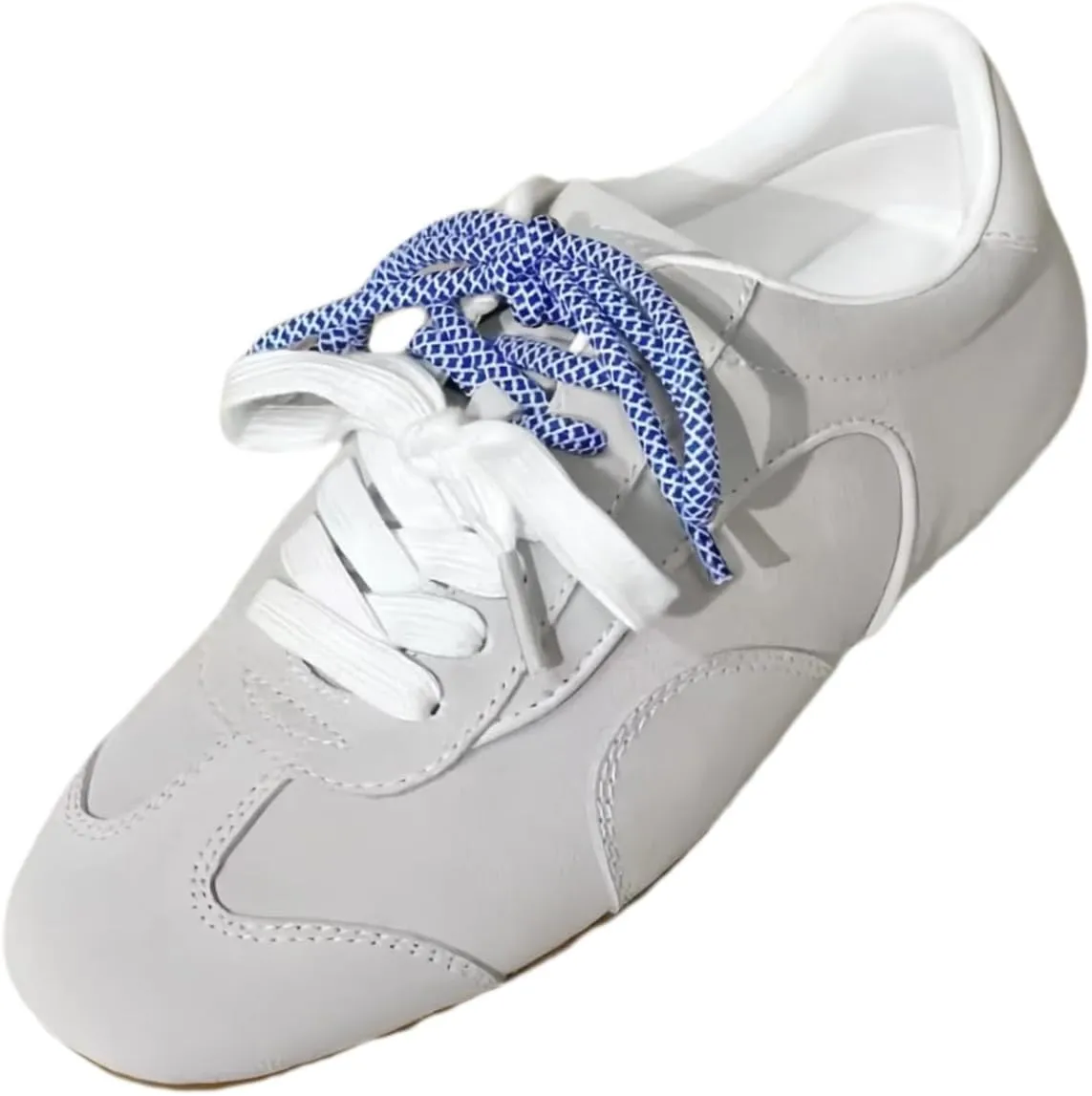 Retro Genuine Leather and Suede Patchwork Design All-Match Lace-up Sneakers for Women Round Toe German Army Trainer Flats Shoes Lightweight Sporty Casual