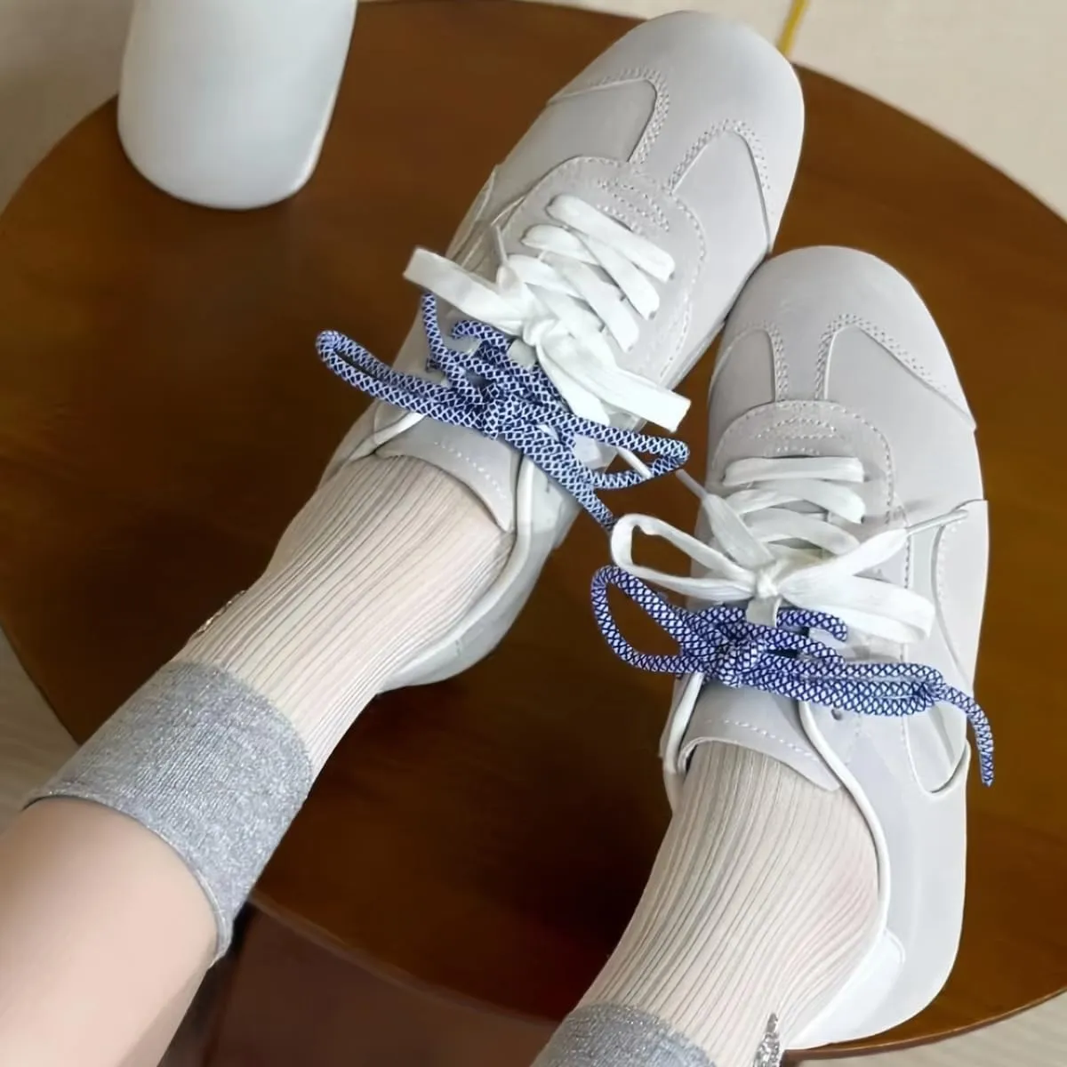 Retro Genuine Leather and Suede Patchwork Design All-Match Lace-up Sneakers for Women Round Toe German Army Trainer Flats Shoes Lightweight Sporty Casual
