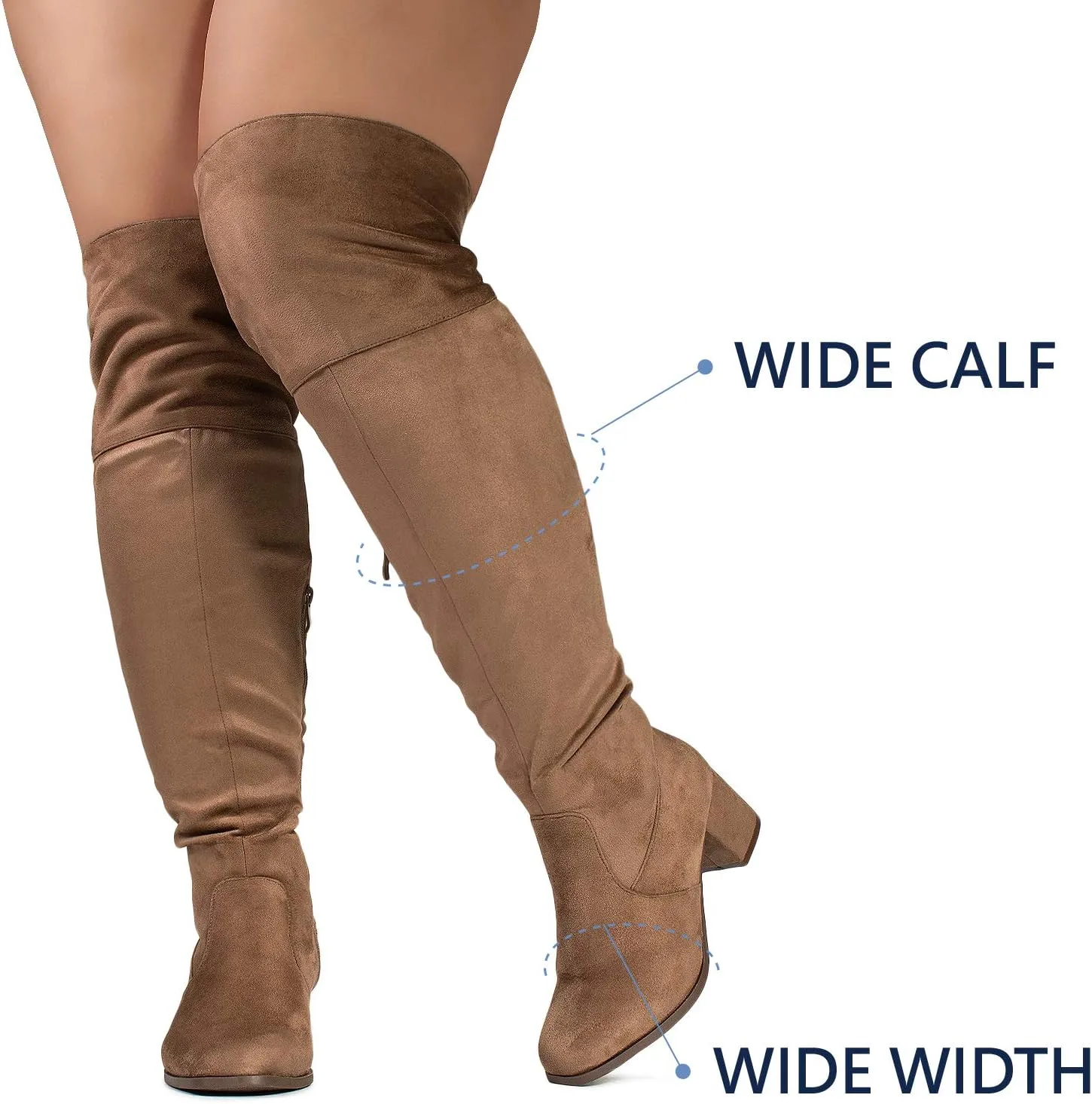 RF ROOM OF FASHION Women's Wide Calf Wide Width Block Heel Stretchy Over The Knee Boots - Plus Size Friendly