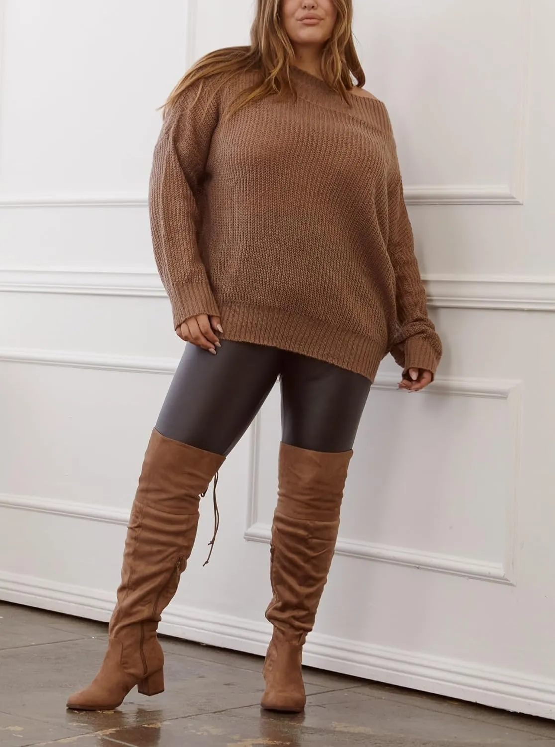 RF ROOM OF FASHION Women's Wide Calf Wide Width Block Heel Stretchy Over The Knee Boots - Plus Size Friendly