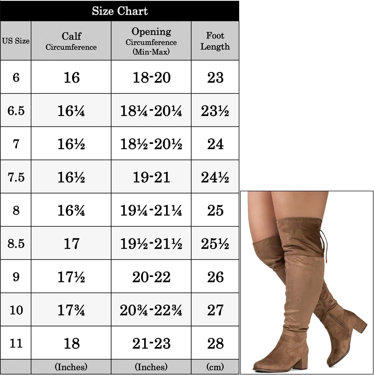 RF ROOM OF FASHION Women's Wide Calf Wide Width Block Heel Stretchy Over The Knee Boots - Plus Size Friendly