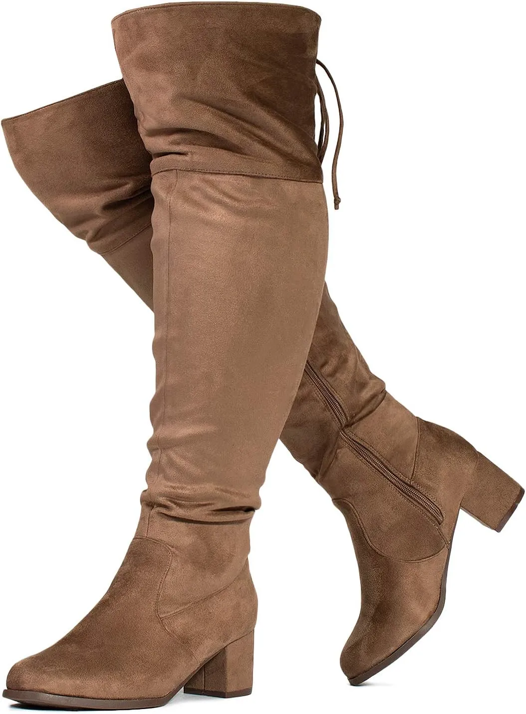 RF ROOM OF FASHION Women's Wide Calf Wide Width Block Heel Stretchy Over The Knee Boots - Plus Size Friendly