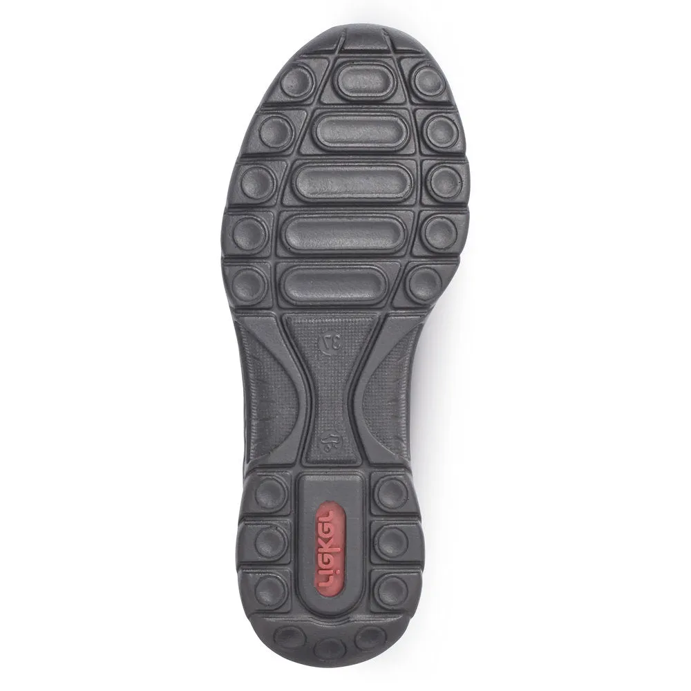 RIEKER - L3263-00 LACED COMFORT SHOE WITH ZIP - BLACK
