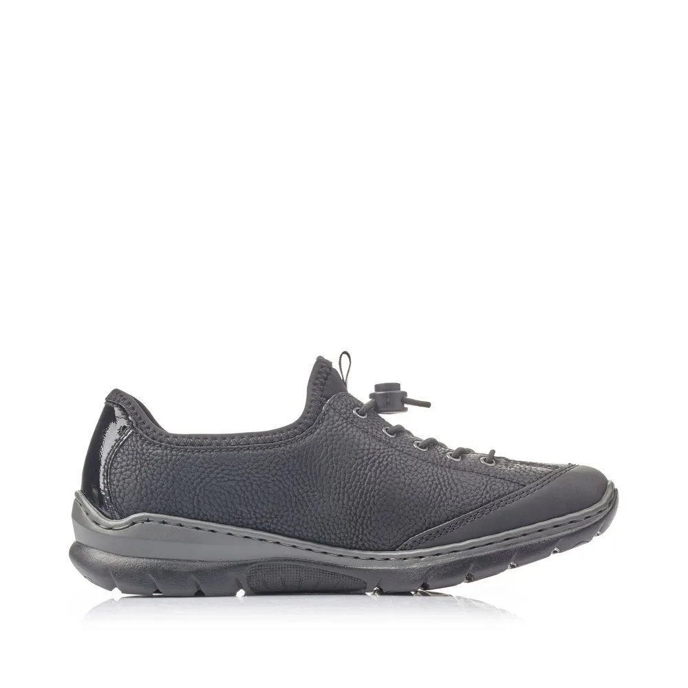 RIEKER - L3263-00 LACED COMFORT SHOE WITH ZIP - BLACK