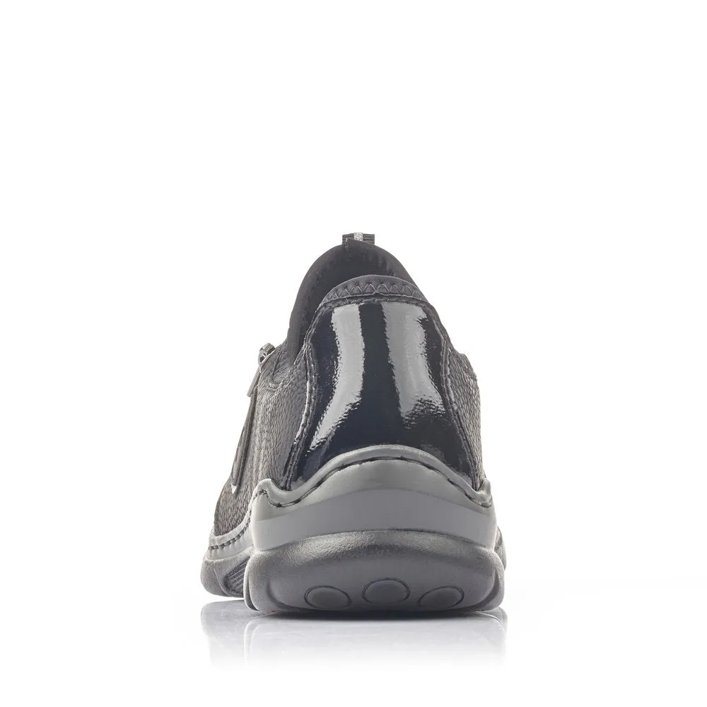 RIEKER - L3263-00 LACED COMFORT SHOE WITH ZIP - BLACK