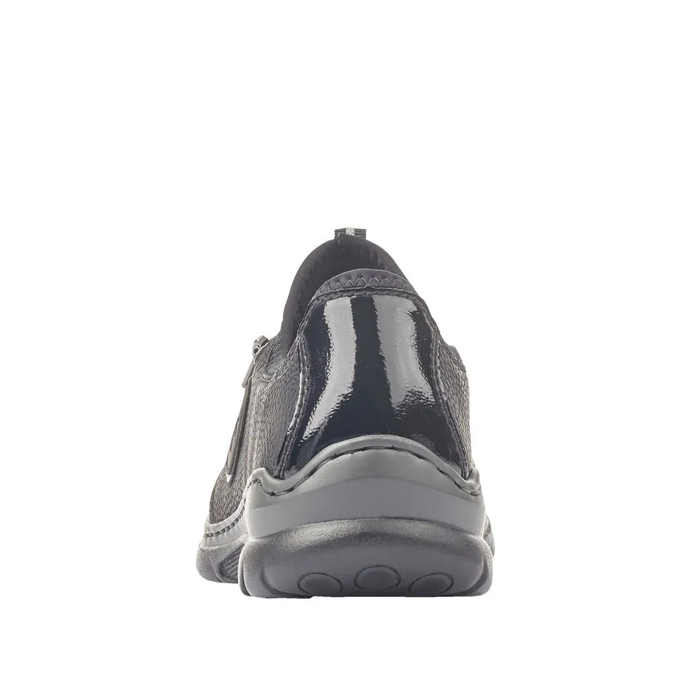RIEKER - L3263-00 LACED COMFORT SHOE WITH ZIP - BLACK