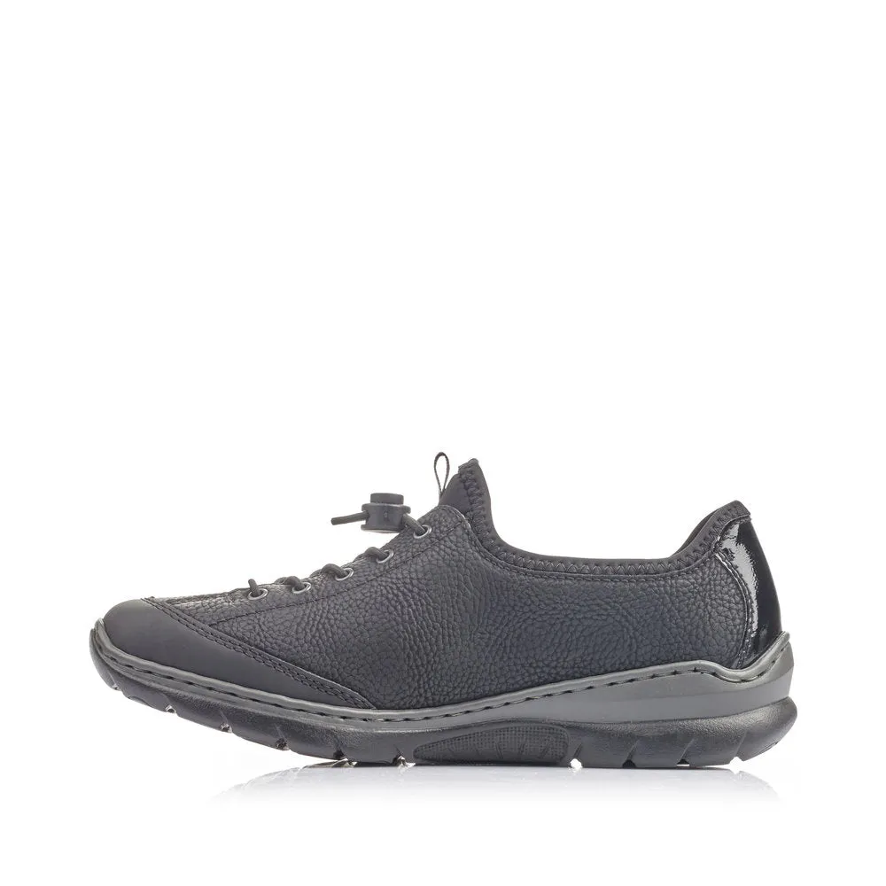 RIEKER - L3263-00 LACED COMFORT SHOE WITH ZIP - BLACK