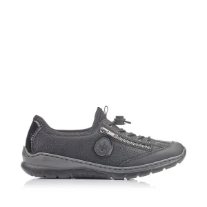 RIEKER - L3263-00 LACED COMFORT SHOE WITH ZIP - BLACK