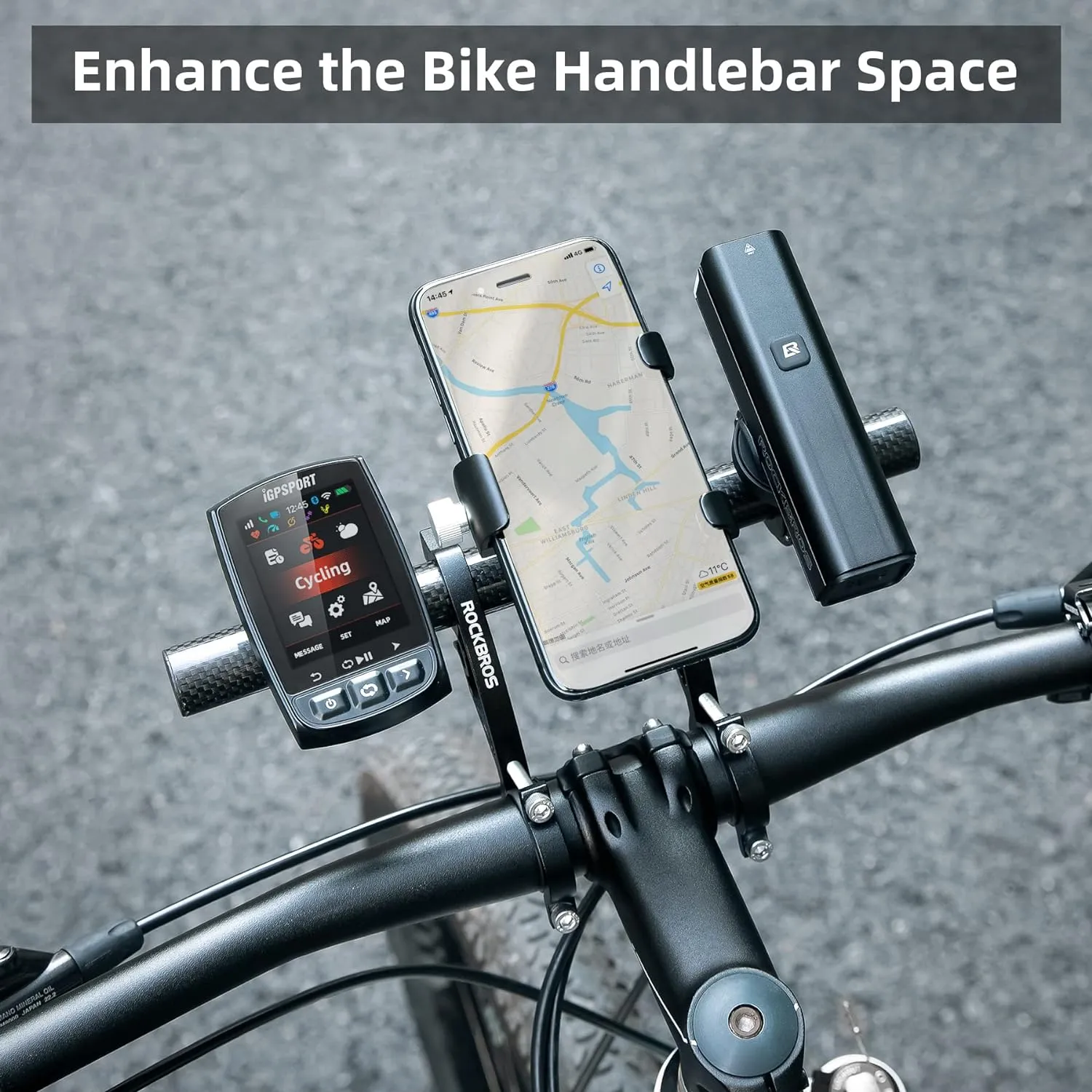 ROCKBROS Bike Handlebar Extender Double Bike Handlebar Bracket Bicycle Handlebar Extension Lightweight Durable for Holding Bicycle Speedometer, GPS, Phone Mount Holder,2Pcs