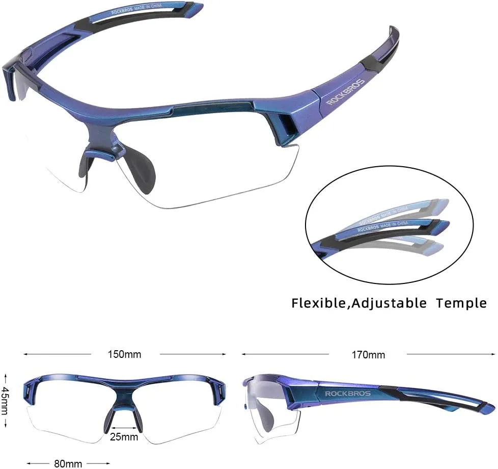 ROCKBROS Cycling Sunglasses Photochromic Bike Glasses for Men Women Sports Goggles UV Protection