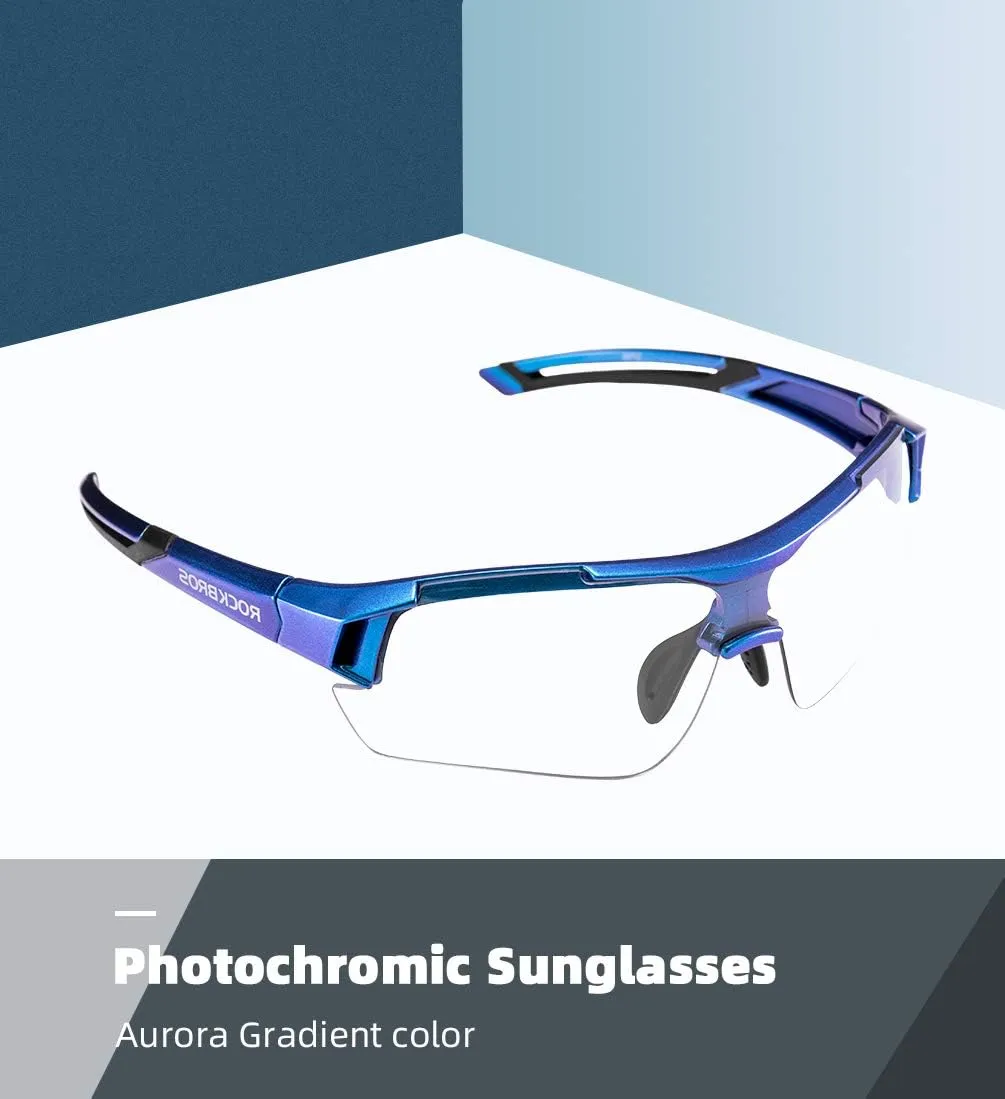ROCKBROS Cycling Sunglasses Photochromic Bike Glasses for Men Women Sports Goggles UV Protection
