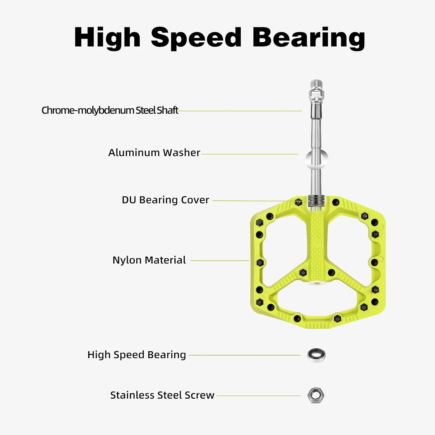 ROCKBROS Mountain Bike Pedals Flat MTB Pedals Nylon Fiber Bicycle Platform Pedals for Road Mountain BMX MTB Bikes