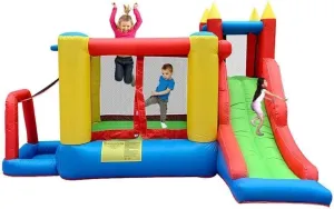 ROLTIN Inflatable Castle, Bounce House Children's Trampoline with Slides and Blower Indoor and Outdoor Toy Playground, 340 x 280 x 205cm
