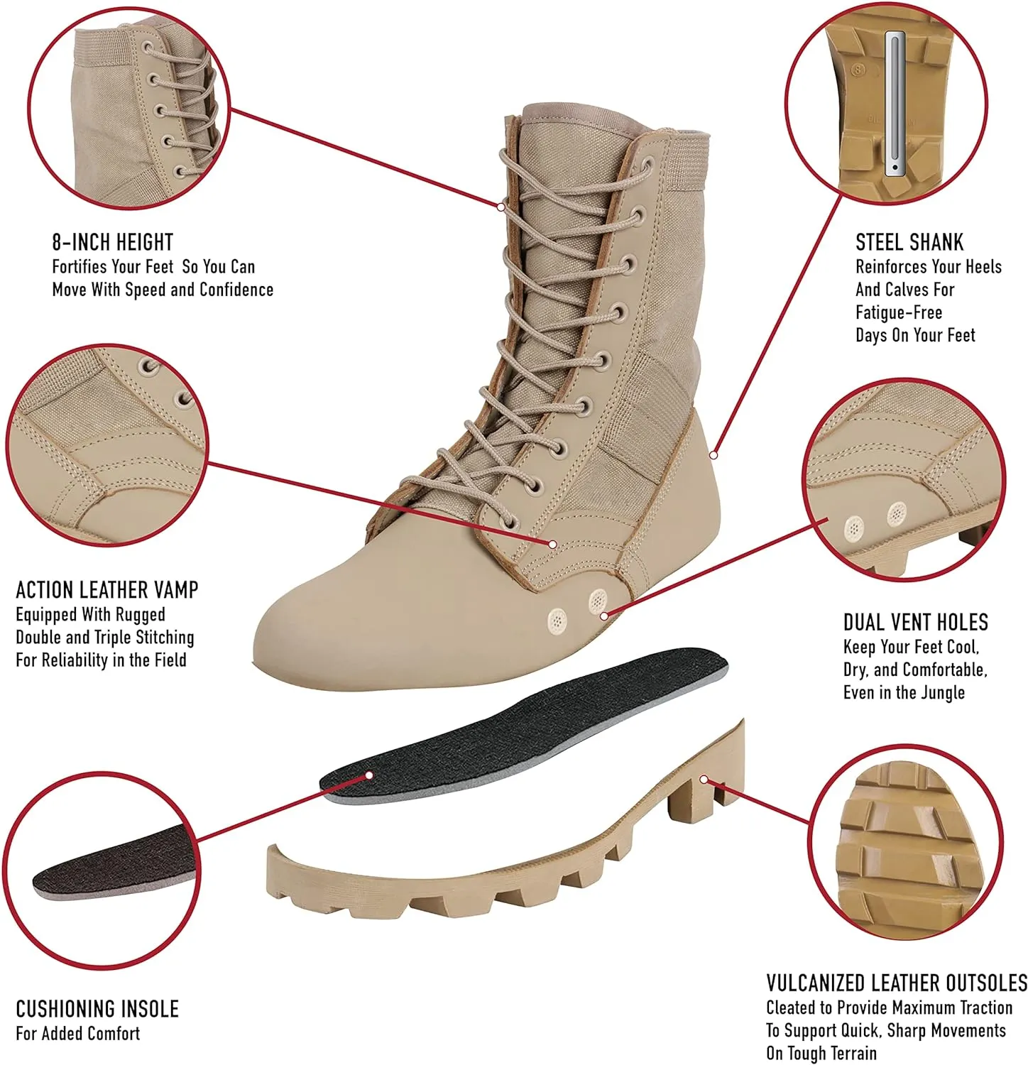 Rothco Jungle Boots Work Boots Hiking Boots