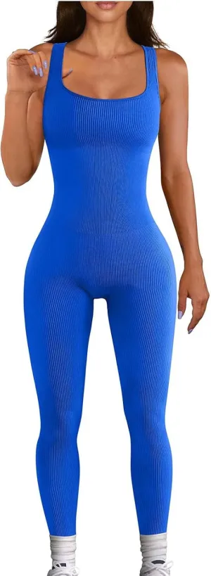 Royal Blue Pants for Women Slim Tunic Workout Gym Yoga Ribbed Sexy Butt Lifter Camisole Tank Jumpsuits Waist Trainer Body Shapers Pants Romper Teen Girls 2025 XL