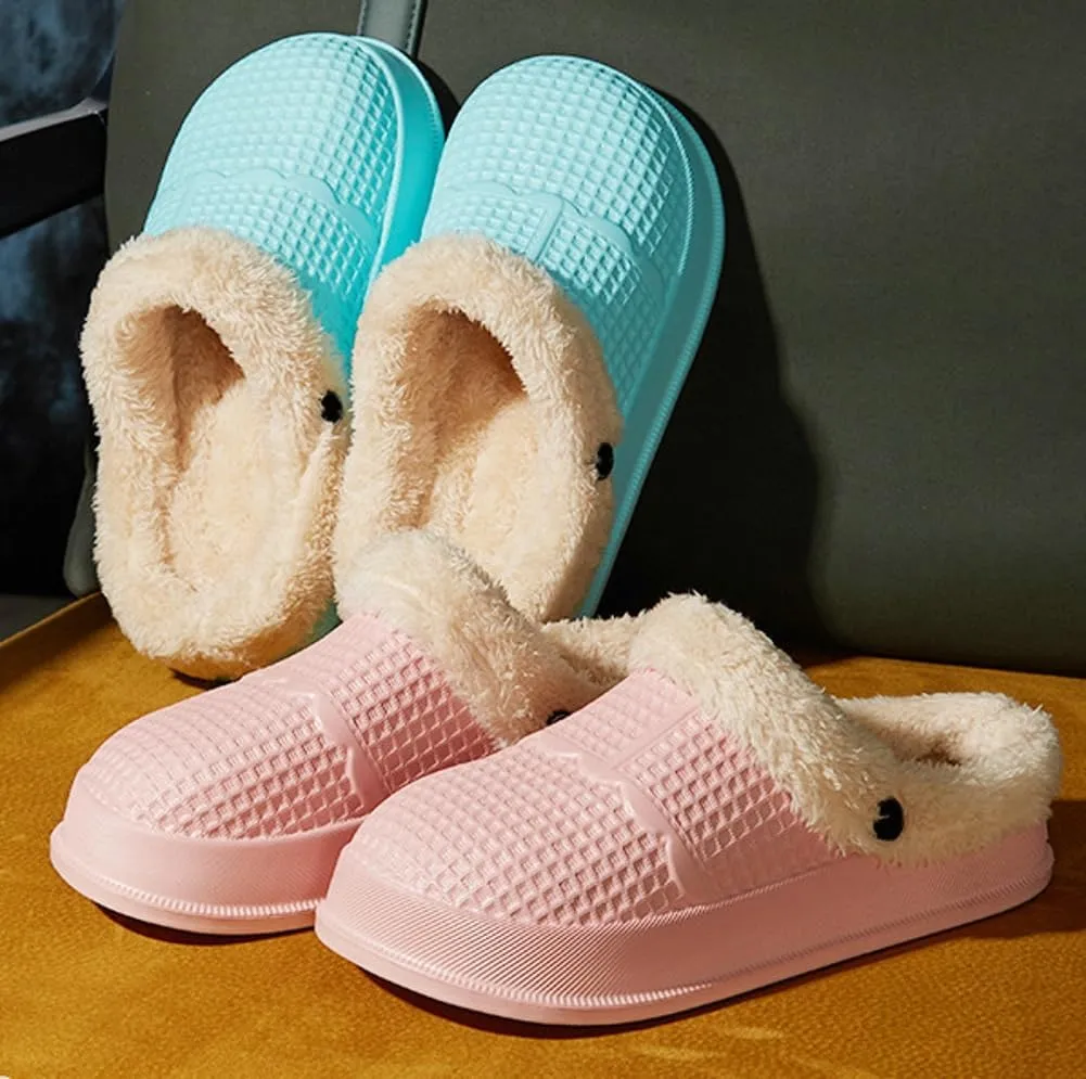Rungion Women Mens Winter Slippers Removable Fur Lined Memory Foam Bedroom House Shoes Waterproof Non-Slip Slippers Indoor Outdoor