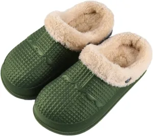 Rungion Women Mens Winter Slippers Removable Fur Lined Memory Foam Bedroom House Shoes Waterproof Non-Slip Slippers Indoor Outdoor
