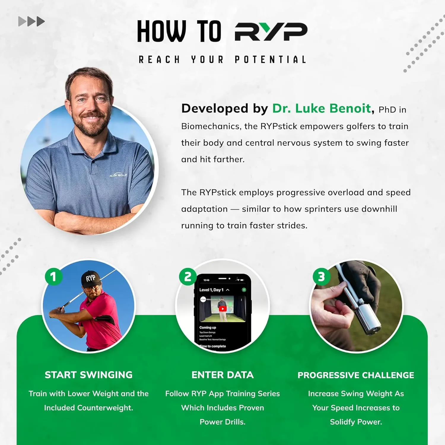 Rypstick | Golf Swing Trainer Device for Increased Distance - Golf Speed Trainer and Warmup Aid