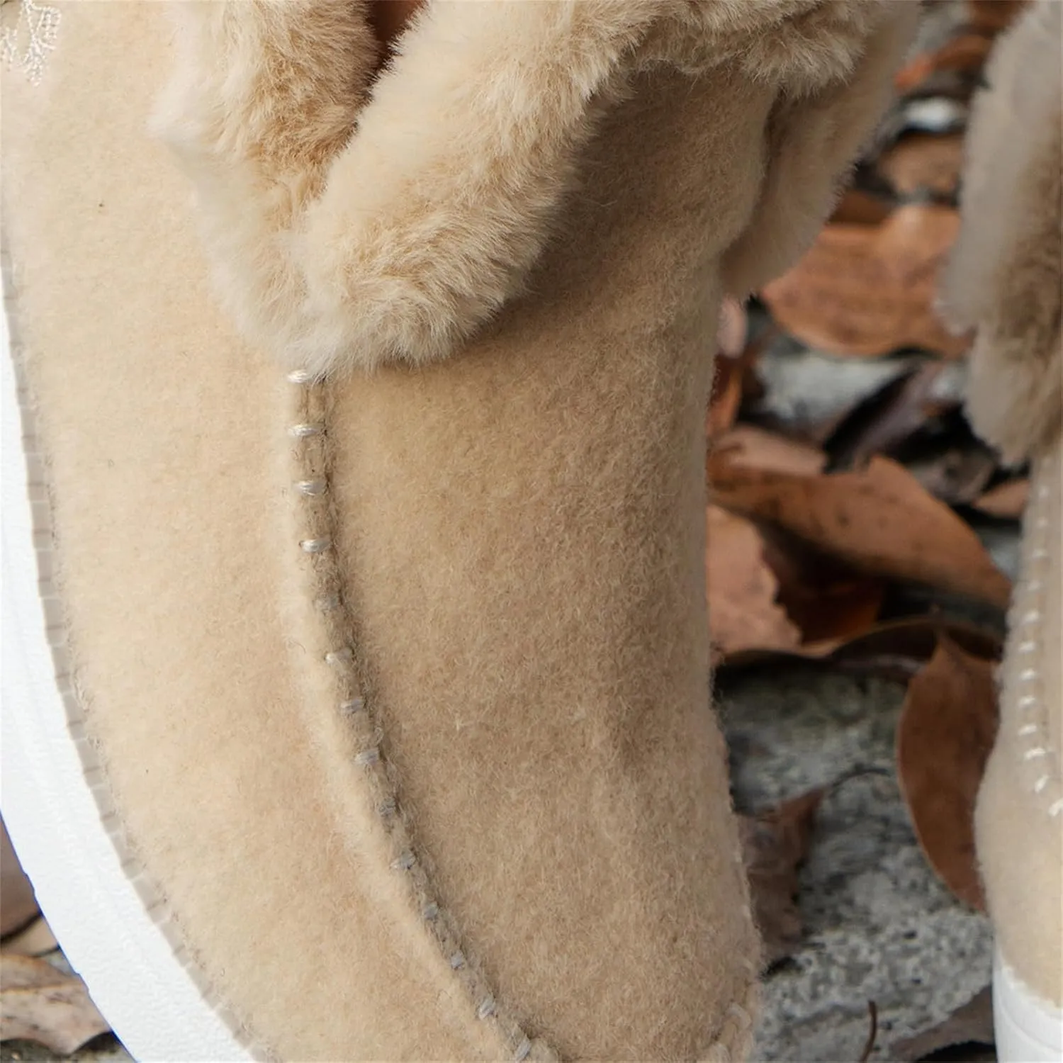 SACFOF Womens Winter Flat Fluffy Snow Boots,Warm Faux Fur Lining Anti-Slip Slip on Loafer Casual Outdoor Plush Short Booties