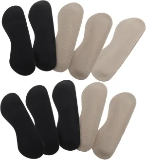 SAFIGLE 1set Cow Leather Heel Pads Wear Resistant Slip Grips for High Heels Boots Sports Shoes Breathable Skin Friendly Foot Protectors Beige and Black 10pcs