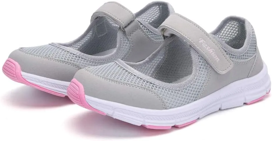 SAGUARO Women's Breathable Walking Shoes Ladies Fashion Mary Jane Sneakers Adjustable Working Nurse Shoes Lightweight Flats Roll I