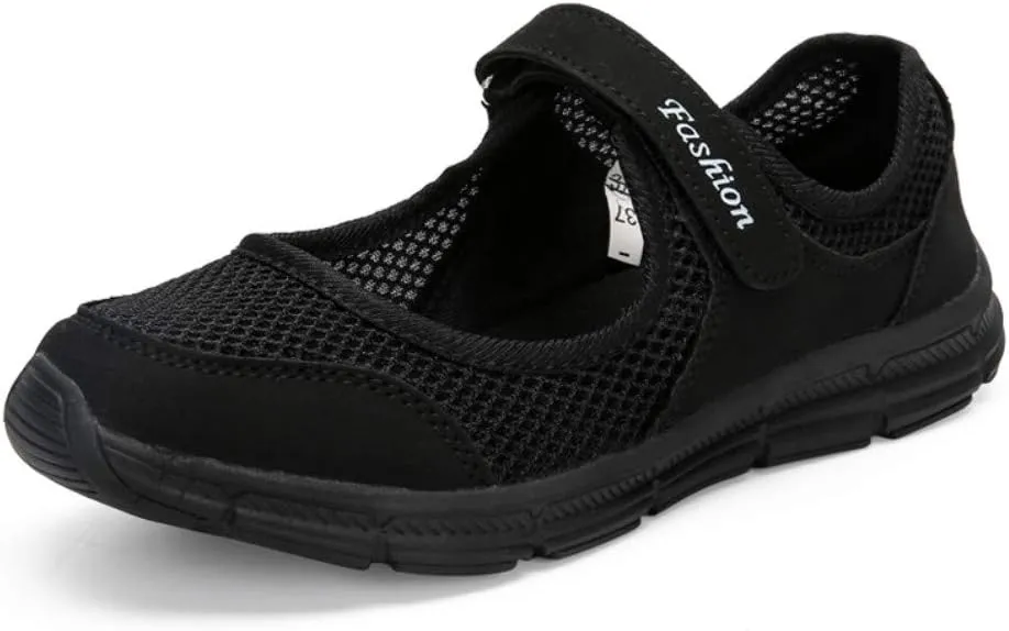 SAGUARO Women's Breathable Walking Shoes Ladies Fashion Mary Jane Sneakers Adjustable Working Nurse Shoes Lightweight Flats Roll I