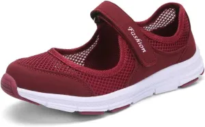 SAGUARO Women's Breathable Walking Shoes Ladies Fashion Mary Jane Sneakers Adjustable Working Nurse Shoes Lightweight Flats Roll I