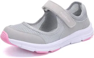SAGUARO Women's Breathable Walking Shoes Ladies Fashion Mary Jane Sneakers Adjustable Working Nurse Shoes Lightweight Flats Roll I