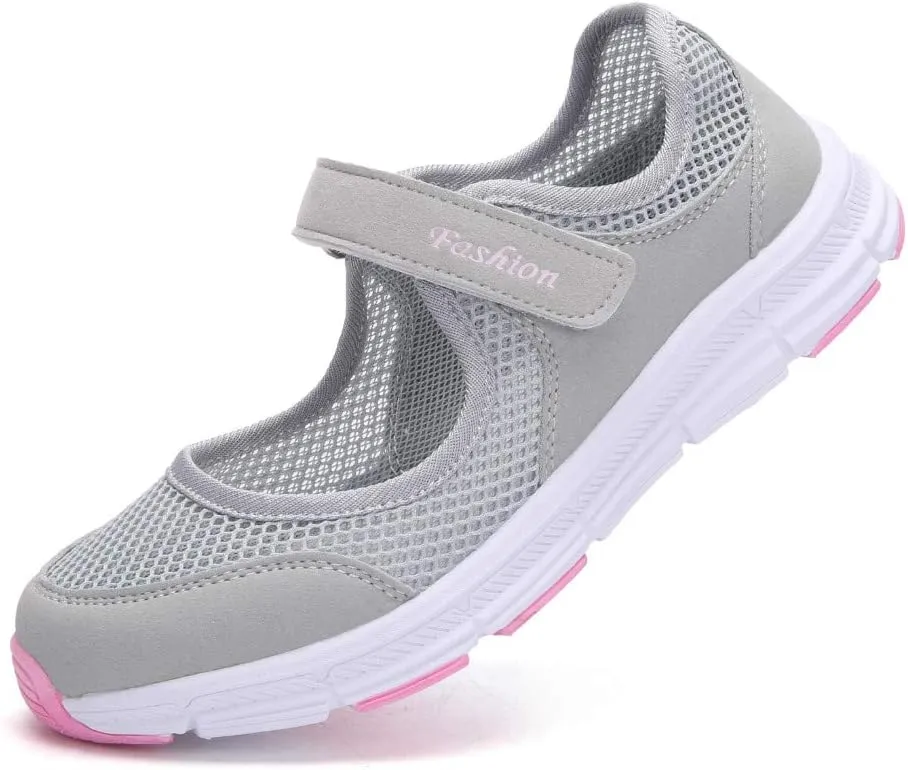 SAGUARO Women's Breathable Walking Shoes Ladies Fashion Mary Jane Sneakers Adjustable Working Nurse Shoes Lightweight Flats Roll I