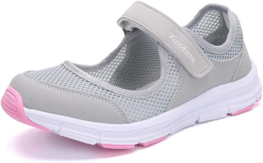 SAGUARO Women's Breathable Walking Shoes Ladies Fashion Mary Jane Sneakers Adjustable Working Nurse Shoes Lightweight Flats Roll I