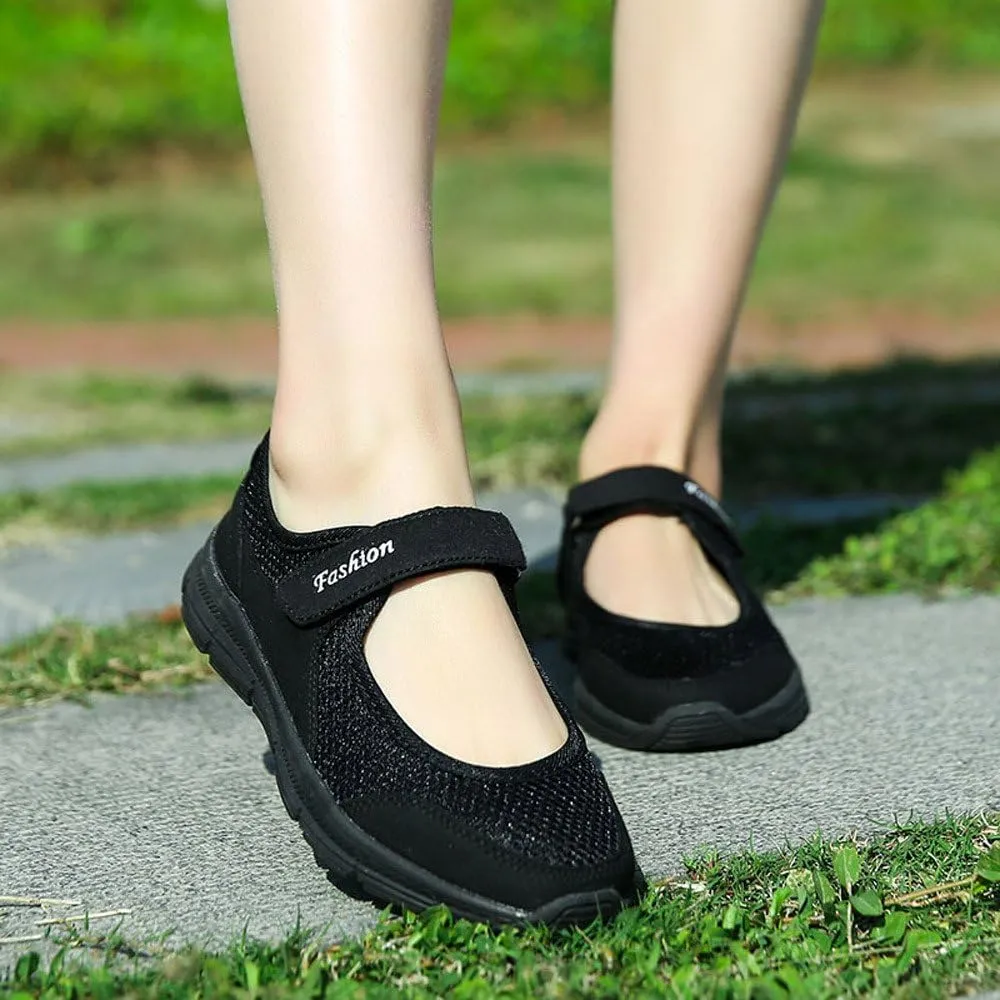 SAGUARO Women's Breathable Walking Shoes Ladies Fashion Mary Jane Sneakers Adjustable Working Nurse Shoes Lightweight Flats Roll I