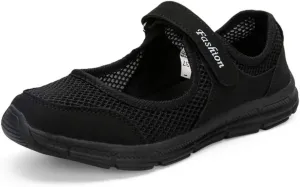 SAGUARO Women's Breathable Walking Shoes Ladies Fashion Mary Jane Sneakers Adjustable Working Nurse Shoes Lightweight Flats Roll I