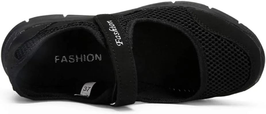 SAGUARO Women's Breathable Walking Shoes Ladies Fashion Mary Jane Sneakers Adjustable Working Nurse Shoes Lightweight Flats Roll I