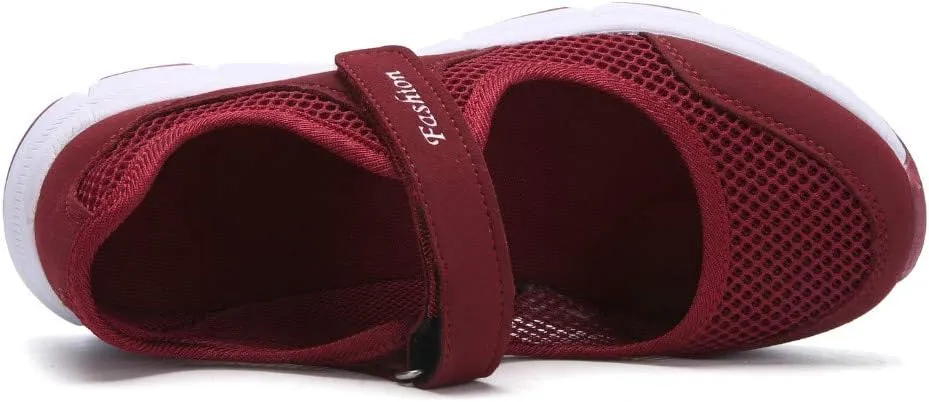 SAGUARO Women's Breathable Walking Shoes Ladies Fashion Mary Jane Sneakers Adjustable Working Nurse Shoes Lightweight Flats Roll I