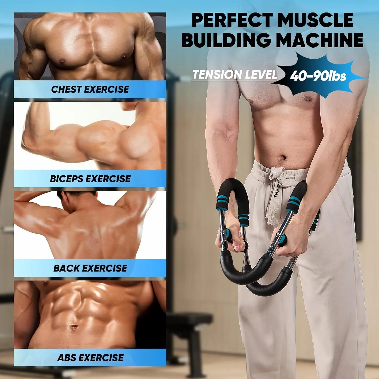 Saker Twister Arm Trainer, Power Twist Arm Trainer, Adjustable Resistance Portable Home Gym Equipment for Upper Body Strength Training, Detachable Spring Chest Exerciser