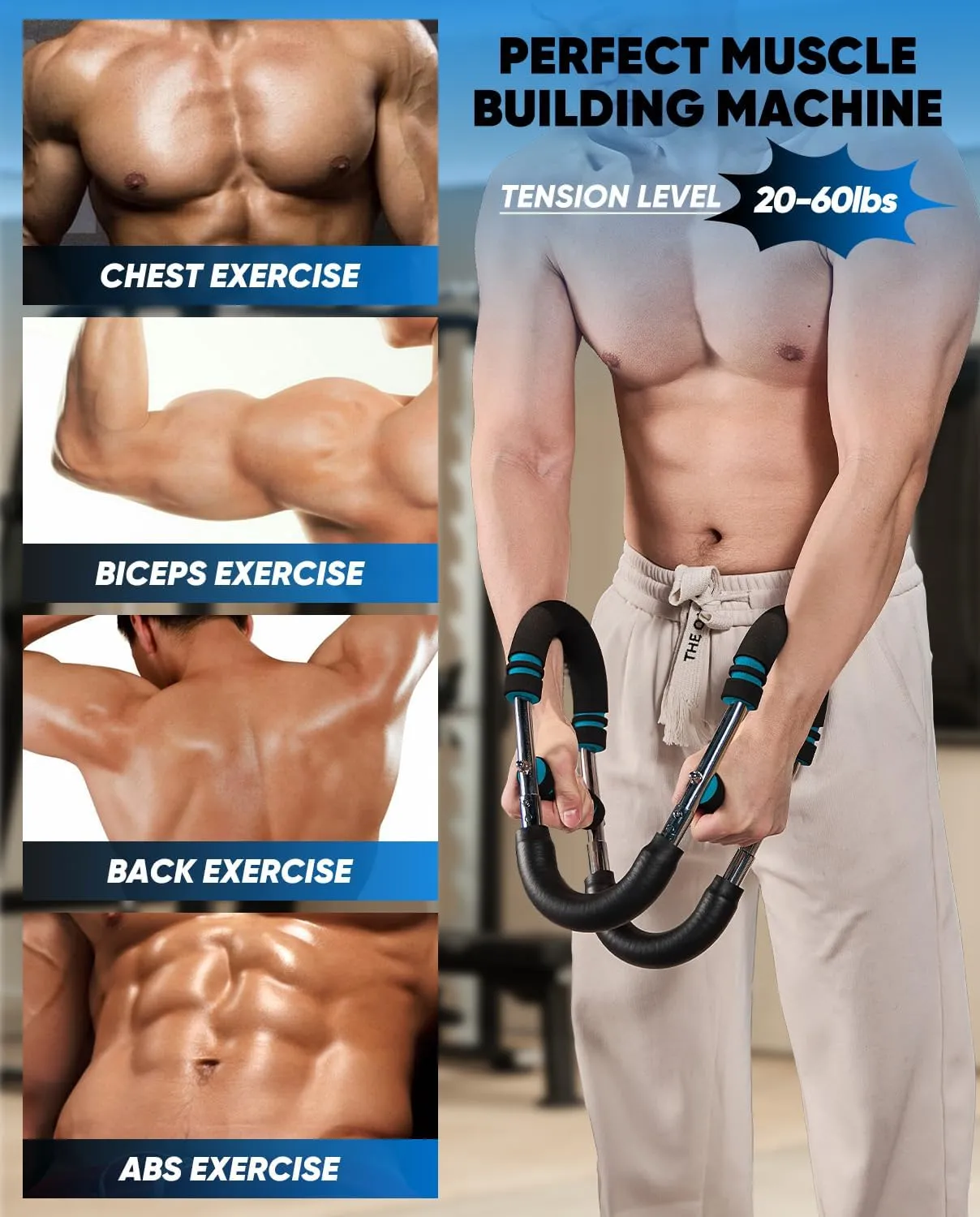 Saker Twister Arm Trainer, Power Twist Arm Trainer, Adjustable Resistance Portable Home Gym Equipment for Upper Body Strength Training, Detachable Spring Chest Exerciser