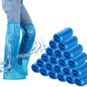 SATINIOR Disposable Boot Covers Plastic Long Waterproof Shoes Cover Over The Knee for Men Women