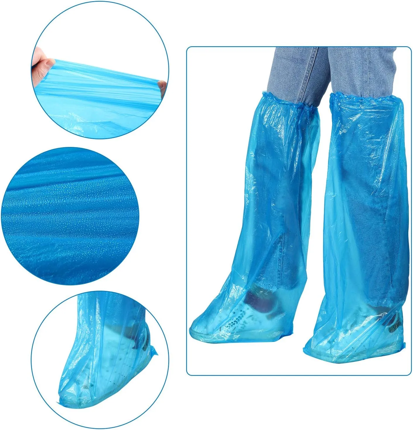 SATINIOR Disposable Boot Covers Plastic Long Waterproof Shoes Cover Over The Knee for Men Women