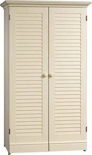 Sauder Harbor View Craft and Sewing Armoire with Table/Pantry cabinets, L: 35.12" x W: 21.81" x H: 61.58", White