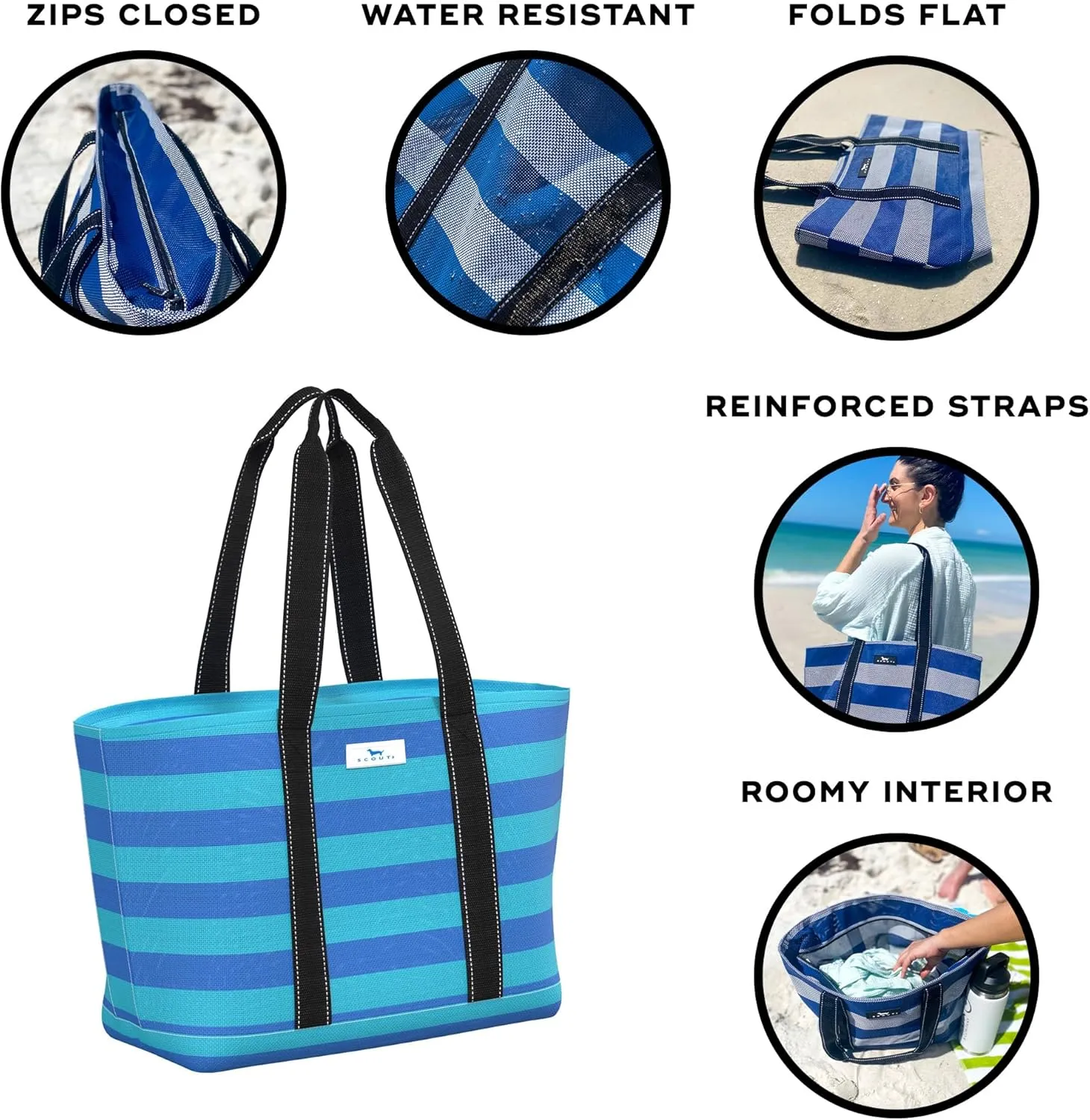 SCOUT Joyride - Large Sandproof Beach Bag For Women - Durable Mesh Woven Beach Tote, Pool Bag - Fabric Lets Sand Escape