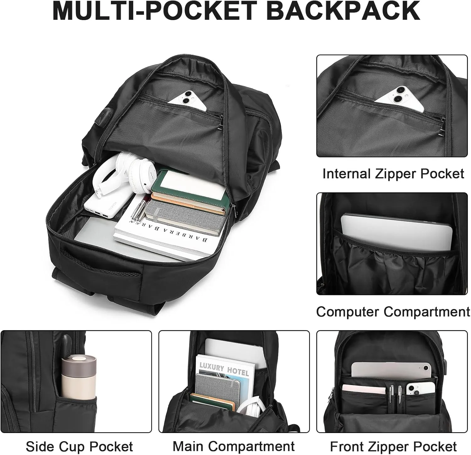 seyfocnia Gym Backpack for Men,Gym Bag with Shoe Compartment Lightweight Travel Workout Sports Backpack with USB Charging Port