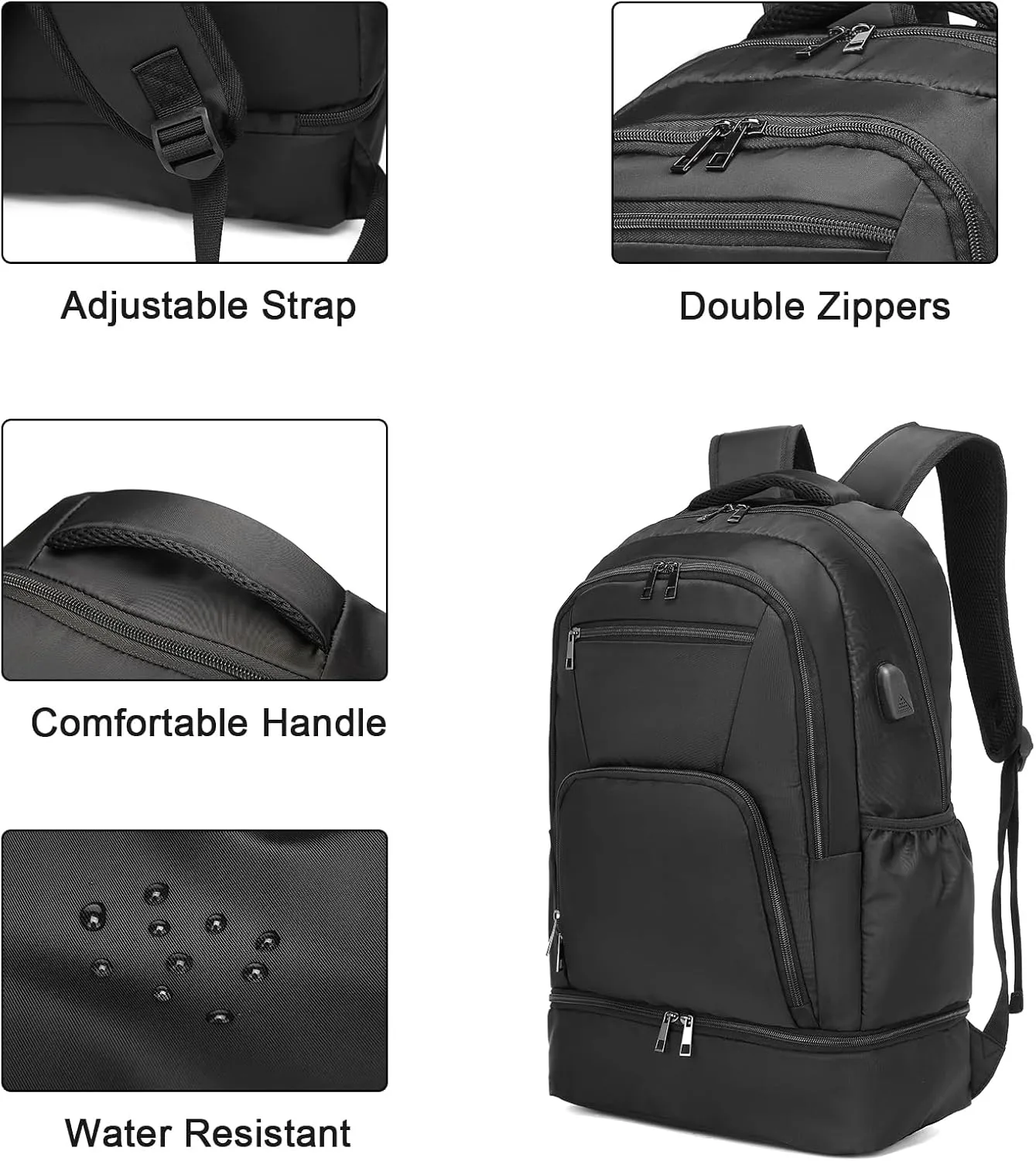 seyfocnia Gym Backpack for Men,Gym Bag with Shoe Compartment Lightweight Travel Workout Sports Backpack with USB Charging Port