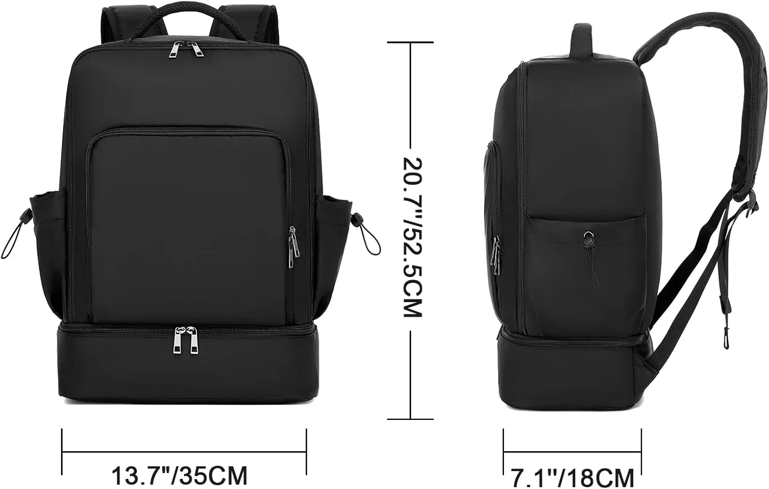 seyfocnia Gym Backpack for Women Men, Lightweight Sports Back pack With Shoe Compartment, Waterproof Gym Bag Workout Trainning Rucksack Casual Travel Daypack-Black