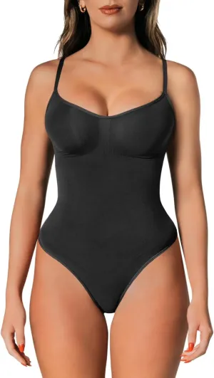 Shapewear Tummy Control Bodysuit Thong or Brief: Sculpting Shaper Tank Top Bodysuits & Snatched Waist Body Suit